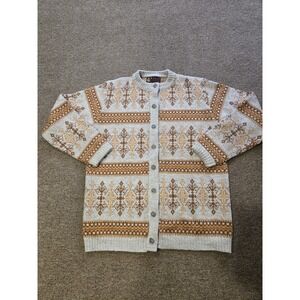 Vintage Jersild Fair‎ Isle Cardigan Sweater Brown Beige USA Size Medium 42